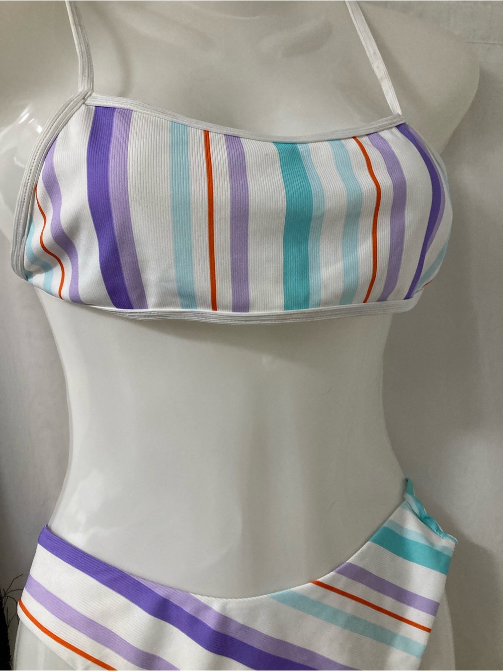 Vision Simons Striped Bandeau Bikini Set Multicolor Two Piece M/L